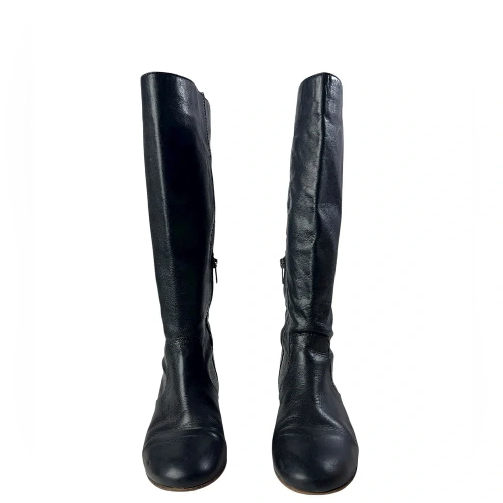 Frye Black Leather Knee-High Riding Boots